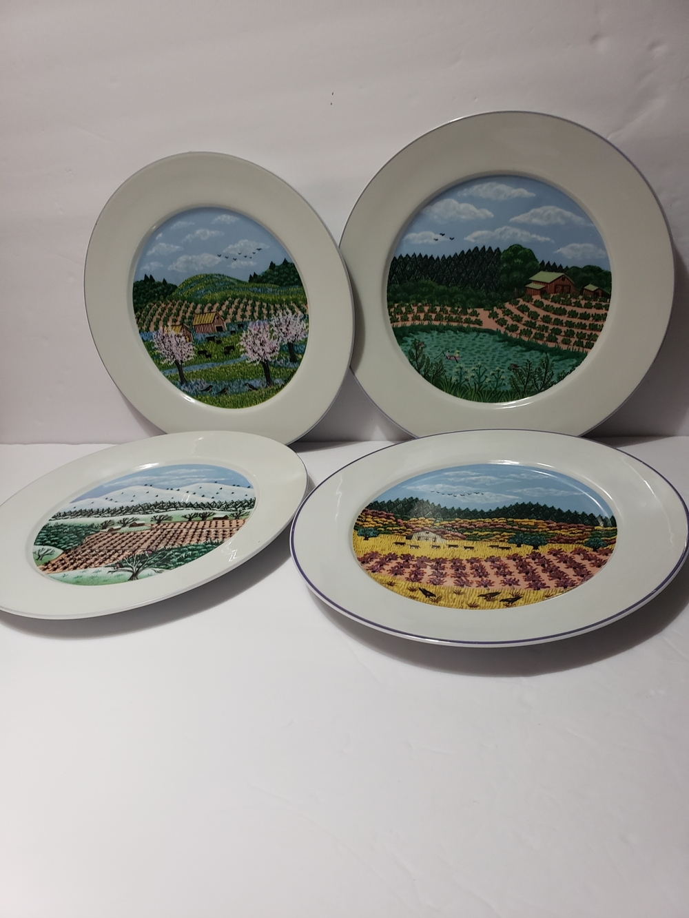 Vintage 1983  Set Of 4 BLOCK SPAL *Napa Valley* By Sara Barnes Dinner Plates